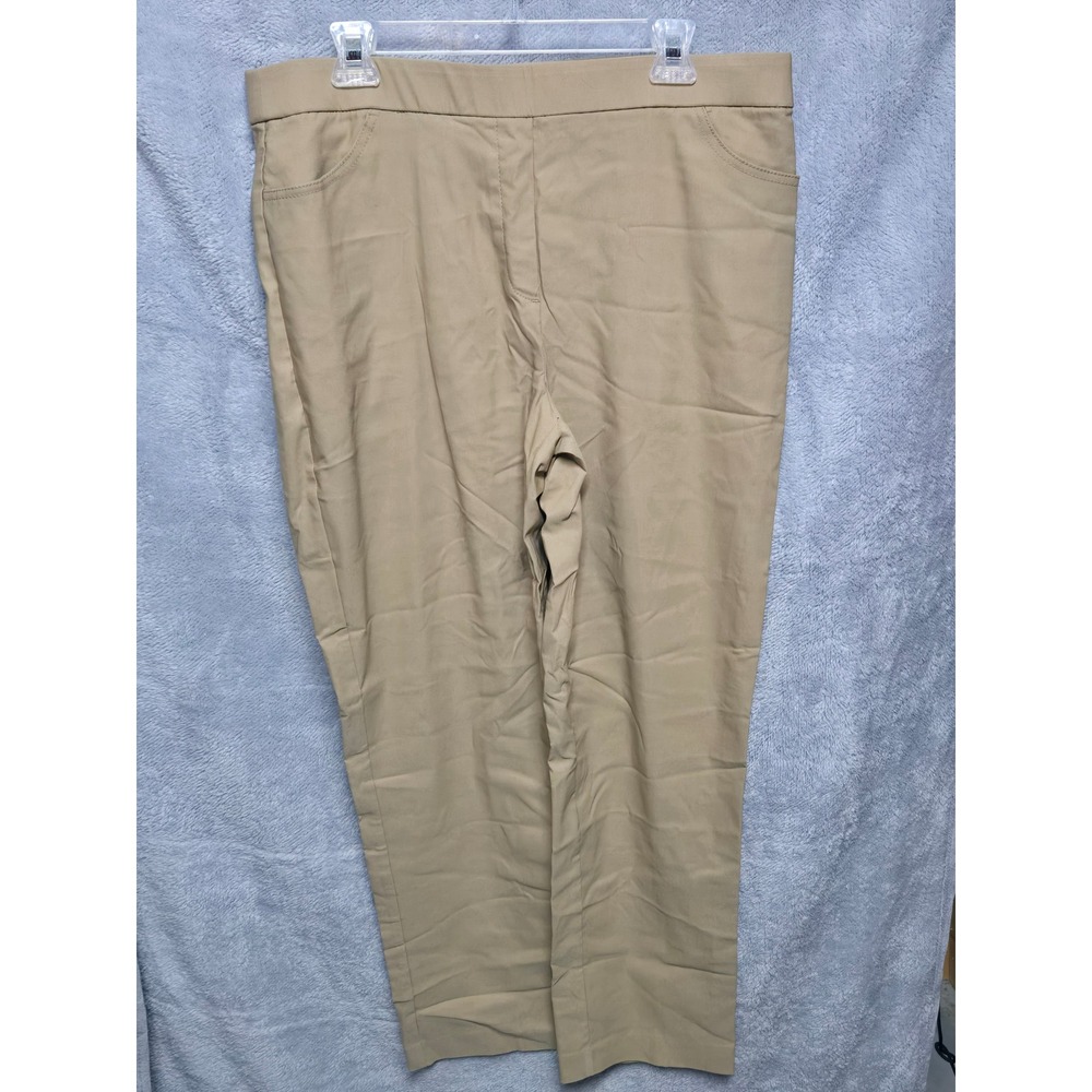 Alfred Dunner Womens Tan Khaki Pull On Stretch Straight Leg Pants Size 14
